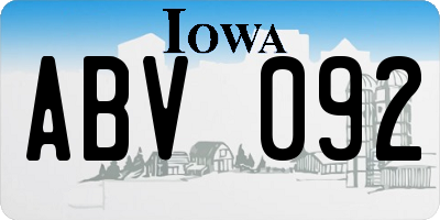 IA license plate ABV092