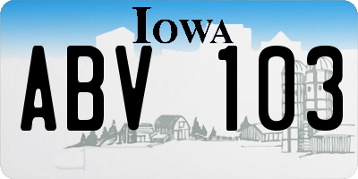 IA license plate ABV103