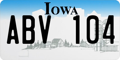 IA license plate ABV104
