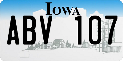 IA license plate ABV107