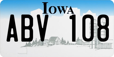 IA license plate ABV108