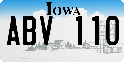 IA license plate ABV110