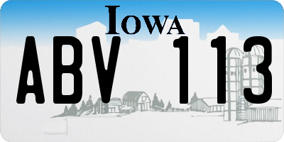 IA license plate ABV113