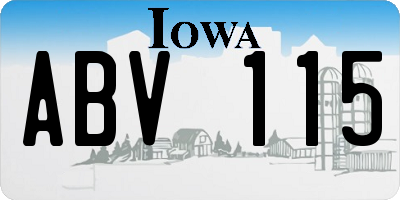 IA license plate ABV115