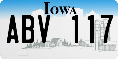 IA license plate ABV117
