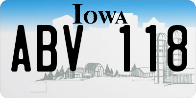 IA license plate ABV118