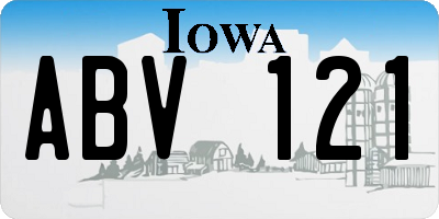 IA license plate ABV121
