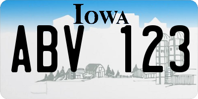 IA license plate ABV123