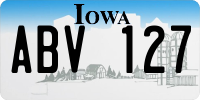 IA license plate ABV127