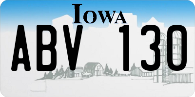 IA license plate ABV130