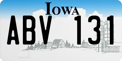 IA license plate ABV131