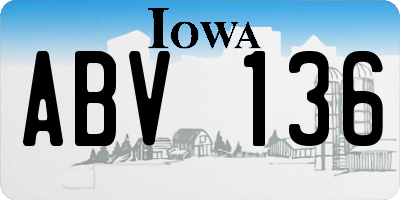 IA license plate ABV136