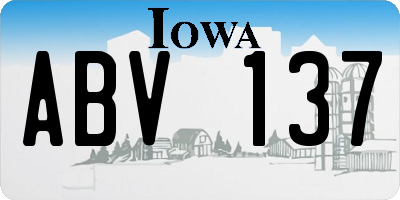 IA license plate ABV137