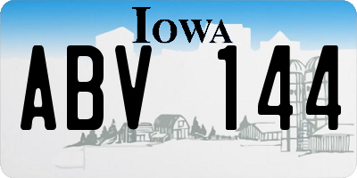 IA license plate ABV144