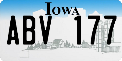 IA license plate ABV177