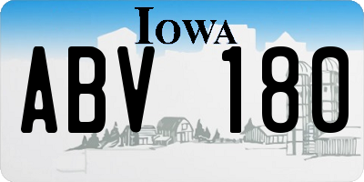 IA license plate ABV180