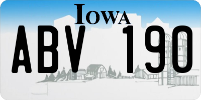IA license plate ABV190