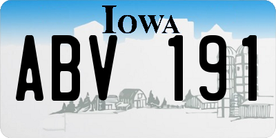 IA license plate ABV191