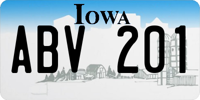 IA license plate ABV201