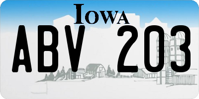 IA license plate ABV203