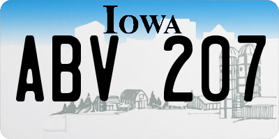 IA license plate ABV207
