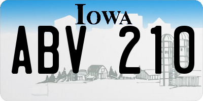 IA license plate ABV210