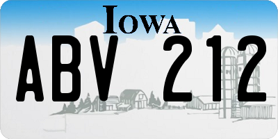 IA license plate ABV212