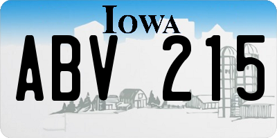 IA license plate ABV215