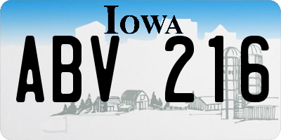 IA license plate ABV216