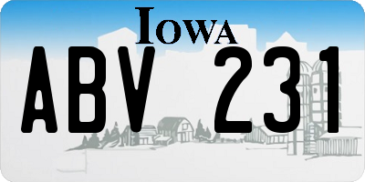 IA license plate ABV231