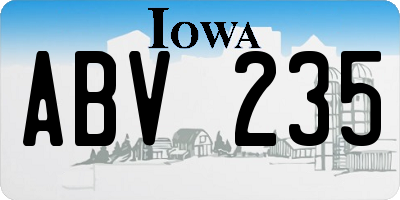 IA license plate ABV235