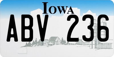 IA license plate ABV236