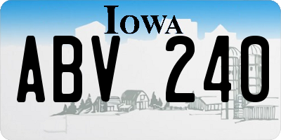 IA license plate ABV240