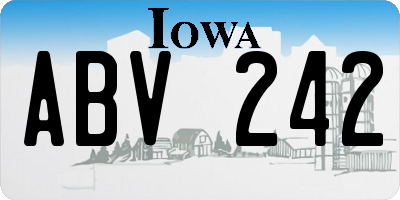 IA license plate ABV242