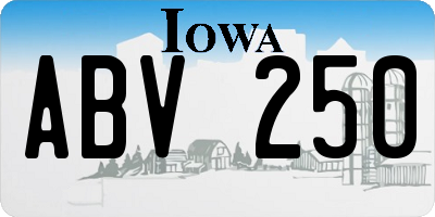 IA license plate ABV250