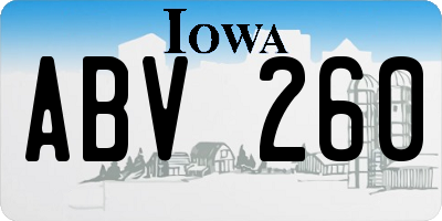 IA license plate ABV260