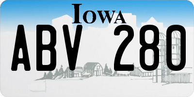 IA license plate ABV280