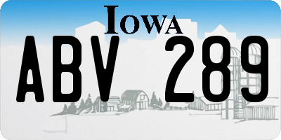 IA license plate ABV289