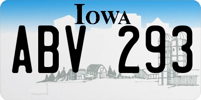 IA license plate ABV293