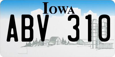 IA license plate ABV310