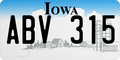 IA license plate ABV315