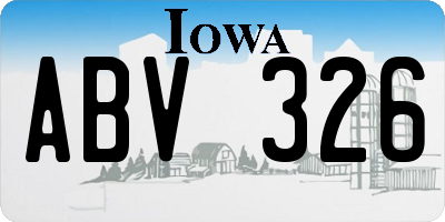 IA license plate ABV326