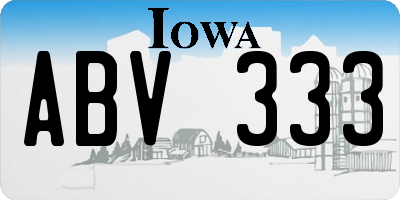 IA license plate ABV333