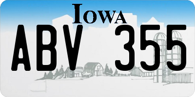 IA license plate ABV355