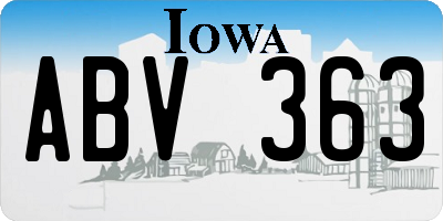 IA license plate ABV363