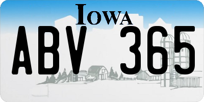 IA license plate ABV365