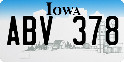 IA license plate ABV378