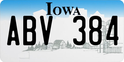 IA license plate ABV384