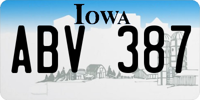 IA license plate ABV387