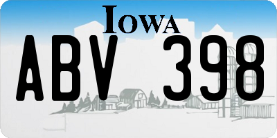 IA license plate ABV398